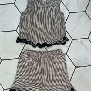 Striped Sleeveless Top and Shorts Set